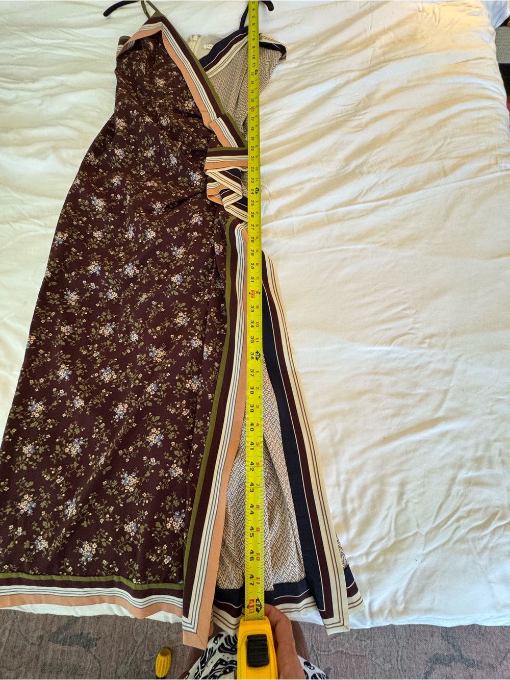 Veronica Beard Mixed-Print Slip Midi Dress in Brown, Olive & Cream - Picture 7 of 16